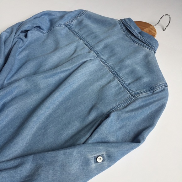 Denim Chambray Shirt Dress Tunic Kimono - Picture 2 of 13